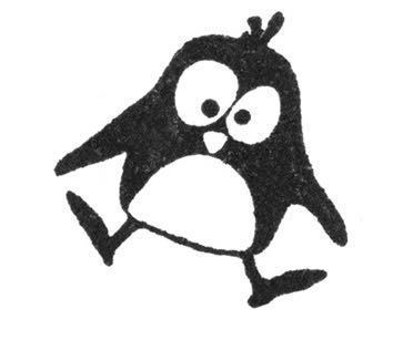 Stempel Pinguin Ole springt