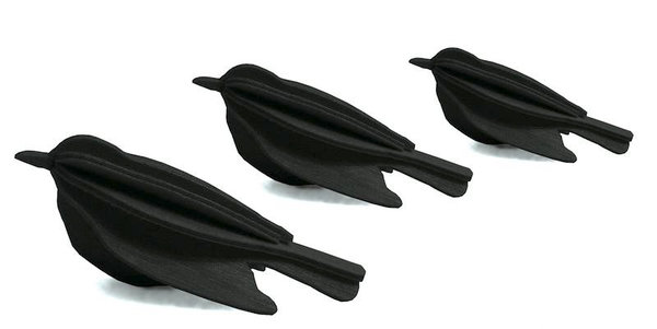 Lovi Minibirds, 5 cm, Black, 3 Stück