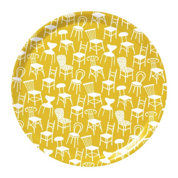 Chairs yellow round tray