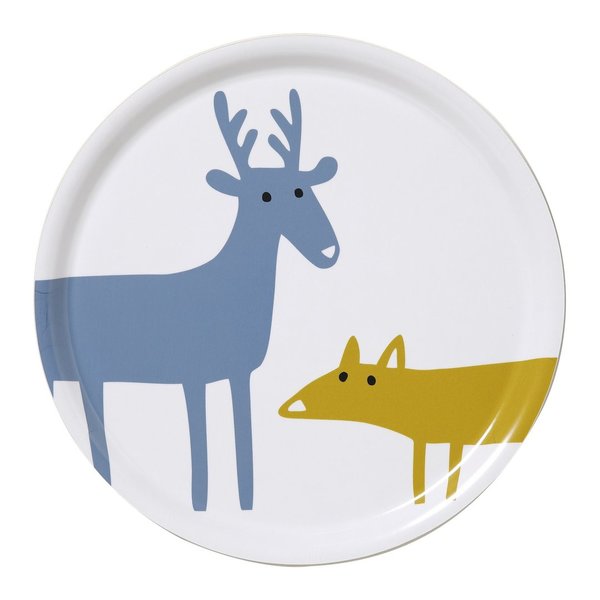 Elk and Fox, Tablett rund