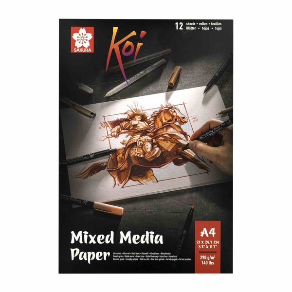 KOI Mixed MediaPapier-Block, DIN A4, 12 Bögen